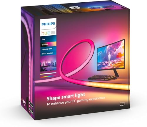 (-43%) Philips Hue White & Color Ambiance Play Gradient, PC Lightstrip für 24-27 Zoll, dimmbar, 16 Mio. Farben, steuerbar via App, kompatibel mit Amazon Alexa (Echo, Echo Dot)