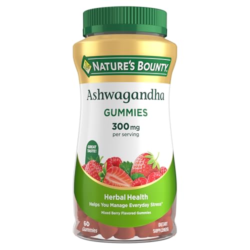 Nature's Bounty Ashwagandha Gummies, 300mg KSM-66 Ashwagandha Extract, Mixed Berry, 60 Gummies