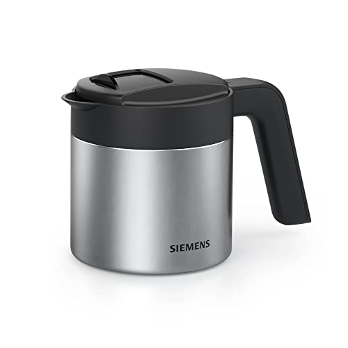 🔥 STARKER PREIS (-48%) Siemens Thermo-Kaffeekanne TZ40001, direktes Brühen aus dem Kaffeevollautomaten, Warmhaltefunktion, Schiebedeckel, leicht zu reinigen, perfekt für EQ500, EQ700, EQ6 plus und EQ900, 1 L, Edelstahl