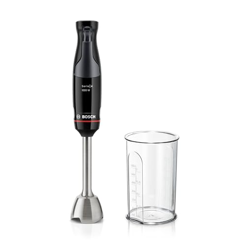 (-16%) Bosch Stabmixer ErgoMaster Serie 4, mit Mixbecher, Edelstahl-Klingen, langlebig, verschleißfreie Keramik-Kupplung, Einschaltsperre, 1000 W, schwarz, MSM4B610