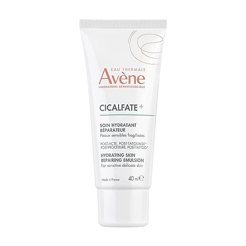 Avène Cicalfate+ Hydrating Skin Recovery Emulsion for post-procedure & post-tattoo, helps restore skin barrier, 24hr hydration, 1.3 Fl Oz
