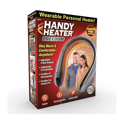 Ontel Handy Heater Freedom - Wearable Neck Heater for Cold Winters, 4 Heat Settings & Comfort-Heat Technology, Cordless Personal Heater for On-The-Go Heating, USB Rechargeable, 6 Hour Battery Life