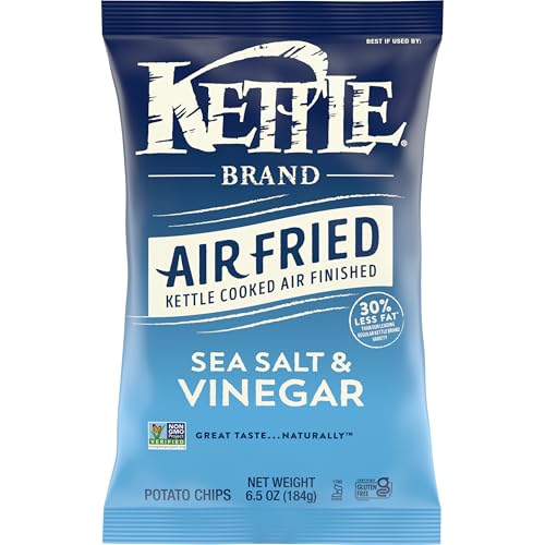 Kettle Brand Potato Chips, Air Fried Sea Salt & Vinegar Kettle Chips, 6.5 Oz Bag