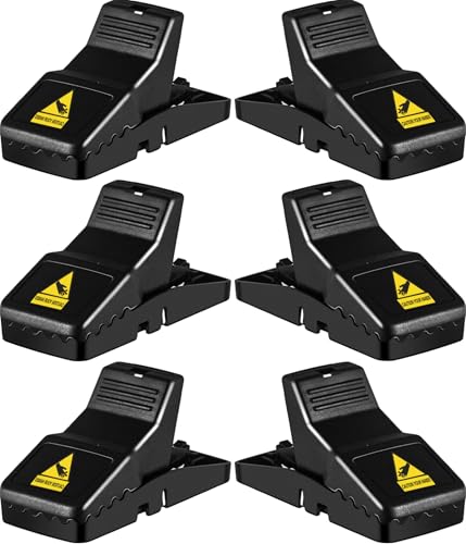 Feeke Rat Trap, Large Mouse Traps, Mouse Traps Indoor for Home, Instant Kill Traps for Mouse Rat Chipmunk, Quick Set Up and Reusable - 6 Pack, Black