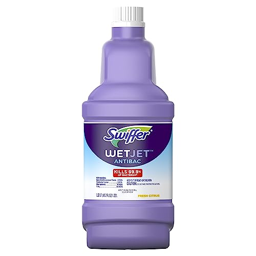 Swiffer WetJet Antibacterial Solution Refill for Floor Mopping and Cleaning, All Purpose Multi Surface Floor Cleaning Solution, Fresh Citrus Scent, 1.25 Liters