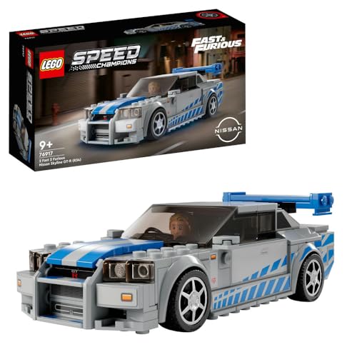 (-32%) LEGO Speed Champions 2 Fast 2 Furious Nissan Skyline GT-R (R34) Rennwagen Spielzeug zum Bauen, 2023 Modell Auto-Bausatz mit Brian O'Conner Figur 76917