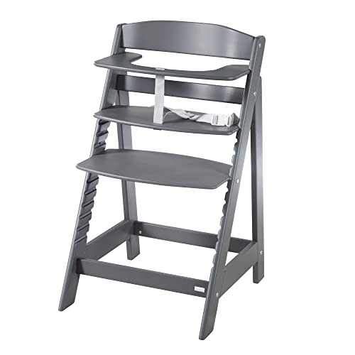 (-39%) roba Babyhochstuhl Sit Up Flex - Mitwachsender Hochstuhl aus Holz - Verstellbarer Kinderhochstuhl mit Schrittgurt - ab 6 Monaten bis 70 kg - Anthrazit
