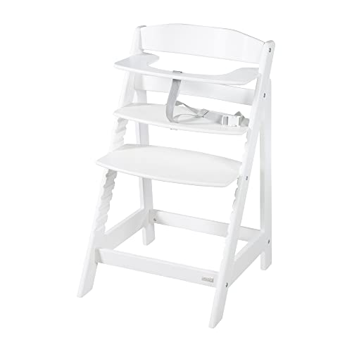 (-35%) roba Babyhochstuhl Sit Up Flex - Mitwachsender Hochstuhl aus Holz - Verstellbarer Kinderhochstuhl mit Schrittgurt - ab 6 Monaten bis 70 kg - Weiß