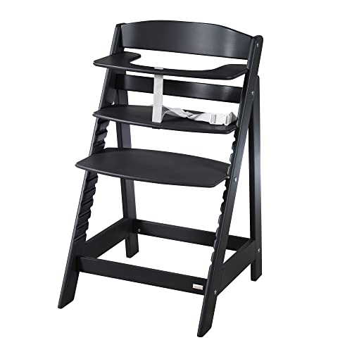 (-28%) roba Babyhochstuhl Sit Up Flex - Mitwachsender Hochstuhl aus Holz - Verstellbarer Kinderhochstuhl mit Schrittgurt - ab 6 Monaten bis 70 kg - Schwarz