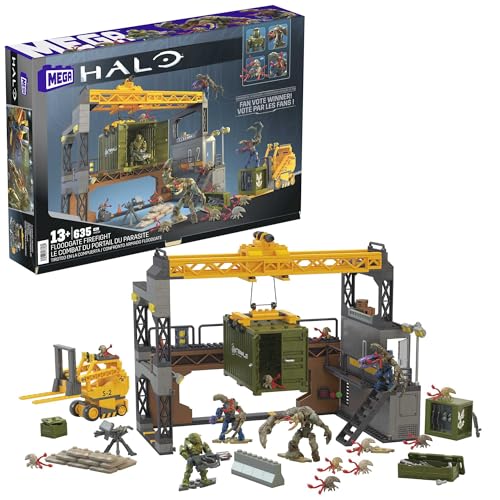 MEGA Halo Infinite Toys Building Set for Kids, Floodgate Firefight with 634 Pieces, 4 Poseable Micro Action Figures and Accessories, Toy Ideas