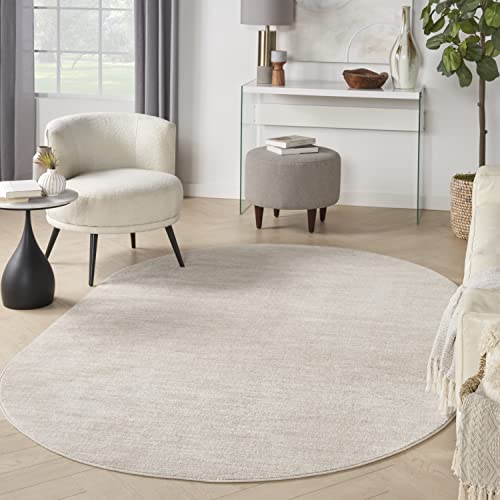 Nourison Home Essentials Indoor/Outdoor Ivory Beige 6' x 9' Oval Area Rug, Easy Cleaning, Non Shedding, Bed Room, Living Room, Dining Room, Backyard, Deck, Patio (6x9 Oval)