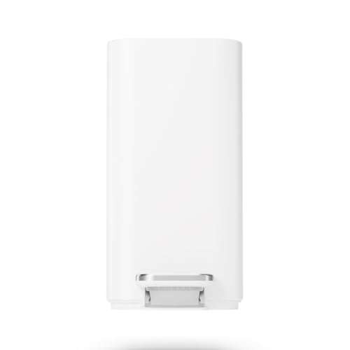 simplehuman Small Bathroom Trash Can with Lid, Stainless Steel Waste Basket, 5 Liter / 1.3 Gallon, White