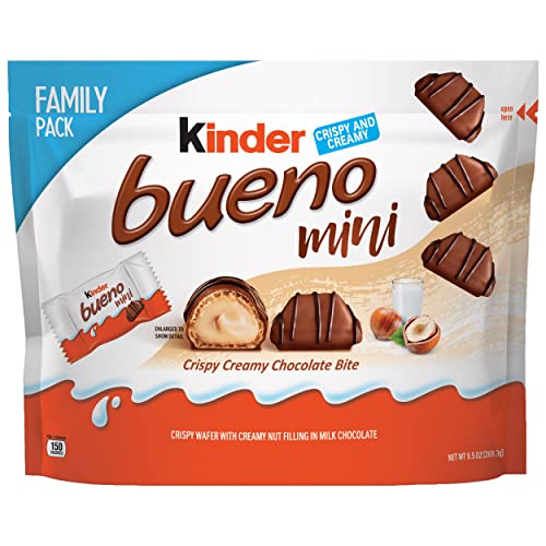 Kinder Bueno Mini, Milk Chocolate and Hazelnut Cream, Family Pack, Individually Wrapped Chocolate Bars, 9.5 oz