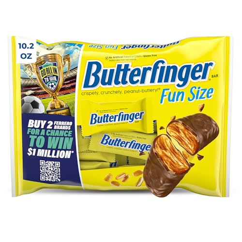 Butterfinger, Chocolatey, Peanut-Buttery, Fun Size Candy Bars Halloween Candy, Individually Wrapped, 10.2 oz