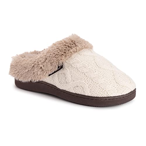 MUK LUKS Women's Suzanne Clog Slippers, Ivory, 9-10
