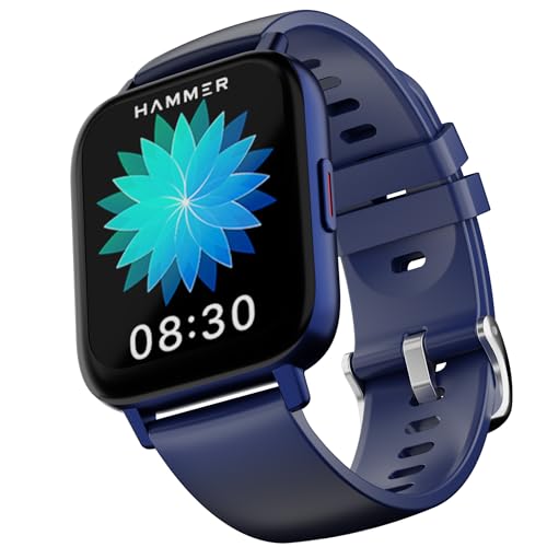 HAMMER Pulse 3.0 1.69" Calling Smart Watch with SpO2, Blood Oxygen Monitoring, Continuous Heart Rate, Full Touch &amp; Multiple Watch Faces (Blue)