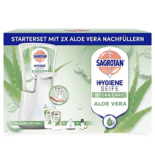 🔥 STARKER PREIS (-20%) Sagrotan No-Touch Automatischer Seifenspender Weiß – Vorratspack – Inkl. Sagrotan Nachfüllern Aloe Vera – 2 x 250 ml Flüssigseife