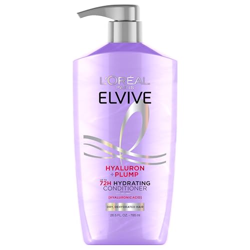 L'Oreal Paris Elvive Hyaluron Plump Hydrating Conditioner for Dehydrated, Dry Hair Infused with Hyaluronic Acid Care Complex, Paraben-Free, 26.5 Fl Oz