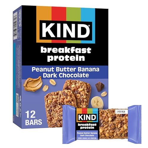 KIND Breakfast Protein Bars, Peanut Butter Banana Dark Chocolate, Healthy Snacks, Gluten Free, 8g Protein, 6 Count