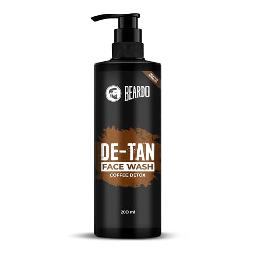 BEARDO DeTan Face Wash for Men, 200ml | Glycolic Acid,Niacinamide & Coffee | Helps to Reduce Tan,Reduce Dark Sports & Pigmentation | Exfoliates & Hydr