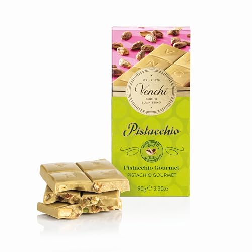 Venchi - Pistachio Gourmet Chocolate Bar - White Chocolate and Pistachio Paste Cream Bar, 3.53 oz - Gluten Free