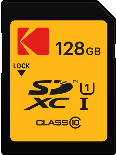 KODAK SDXC Card 128GB UHS-I U1 V10 Premium, up to 85MB/s Read Speed, for Full HD Video and High-Resolution Pictures, Compatible with SDXC Standard - EKMSD128GXC10K