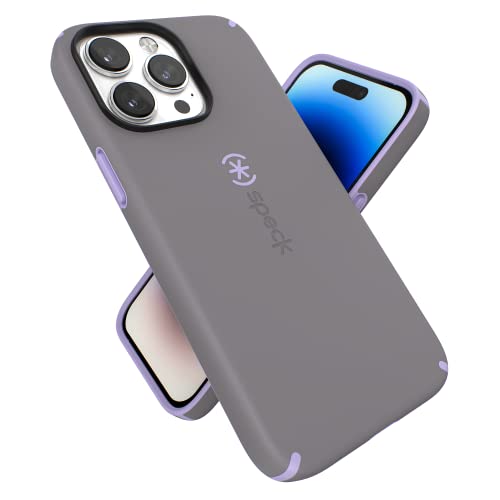 Speck iPhone 14 Pro Max Case - Slim Phone Case, Drop Protection, Scratch Resistant with Soft Touch for 6.7 inch iPhone14 Pro Max Case - Dual Layer Case, Cloudy Grey/Spring Purple CandyShell Pro