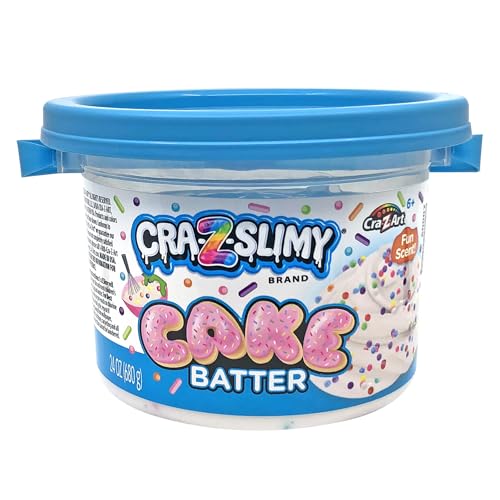 CRA-Z-Slimy 24oz Premade Clear Slime, Cake Scented, Stretchy, Glossy, Non-Sticky 1.5lb Slime Bucket with Add-ins