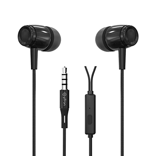 pTron Pride Indie in-Ear Wired Earphones with Mic, Stereo Sound, 10mm Drivers, Snug-fit Design, Passive Noise Cancellation, in-line Controls, Universa