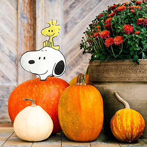 PRODUCTWORKS Peanuts Pumkin Press-in Icon Metal Stake Halloween Harvest Decor Porch Decorating Indoor Outdoor (Snoopy and Woodstock)