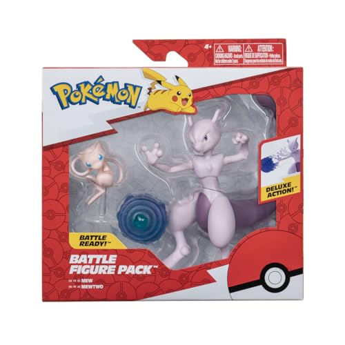 (-20%) Pokémon PKW2941 - Battle Feature Figuren 2-Pack - Set Mewtu & Mew – offizielle detaillierte Figuren, 11,5 & 5 cm