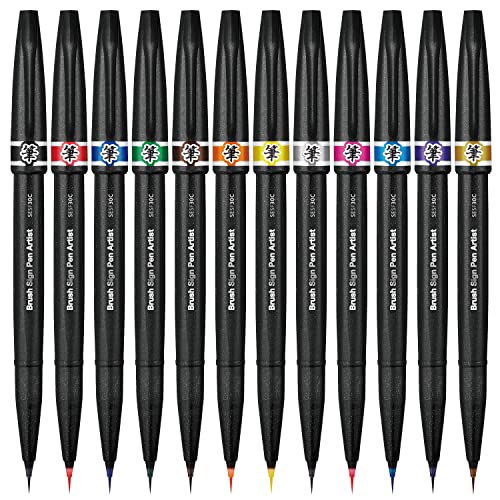 Pentel Brush Sign Pen Artist Set (12 Colors)