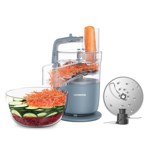 (-31%) Kenwood MultiPro Go FDP22.130GY, Kompakt-Küchenmaschine nur 30cm hoch, zum Schneiden, Reiben, Pürieren und Teig Kneten, Express-Serve, 1,3 l Arbeitsbehälter, 650 W, Blau