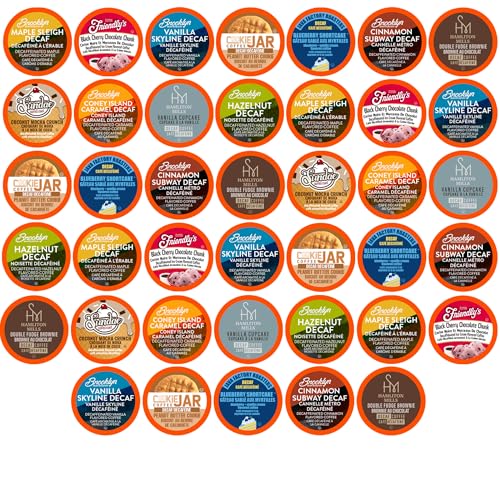 Two Rivers Coffee Decaf Flavored Coffee Pods Compatible with Keurig K Cup Brewers, Assorted Variety Pack Decaffienated Flavored Coffee, 40 Count
