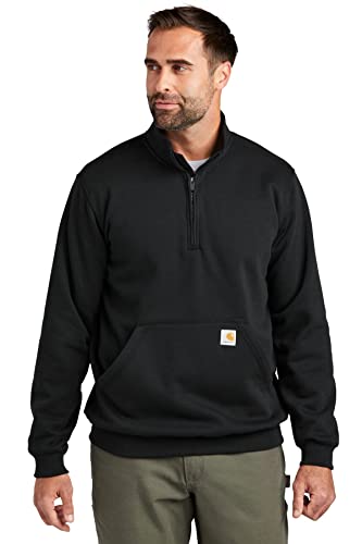 Loose Fit Midweight Quarter-Zip Mock-Neck Sweatshirt Black