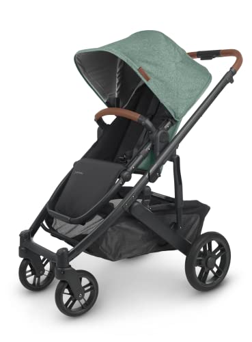 UPPAbaby Cruz V2 Stroller/Full-Featured Stroller with Travel System Capabilities/Toddler Seat, Bumper Bar, Bug Shield, Rain Shield Included/Gwen (Green Mélange/Carbon Frame/Saddle Leather)