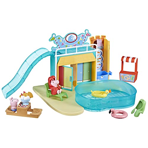 Peppa Pig Peppa-speelgoed Peppa's waterpark-speelset met 15 onderdelen, waaronder 2 Peppa-figuurtjes, kinderspeelgoed