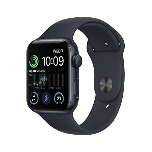 Apple Watch SE (2nd Gen) [GPS 44 mm] Smart Watch w/Midnight Aluminium Case & Midnight Sport Band. Fitness & Sleep Tracker, Crash Detection, Heart Rate