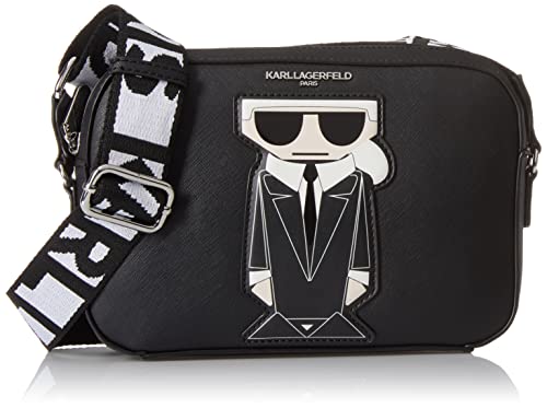 Karl Lagerfeld Paris Womens Maybelle Camera Crossbody Cross Body, Black/Grey, One Size US
