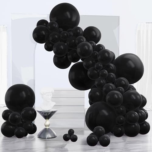 PartyWoo Black Balloons, 140 Pieces