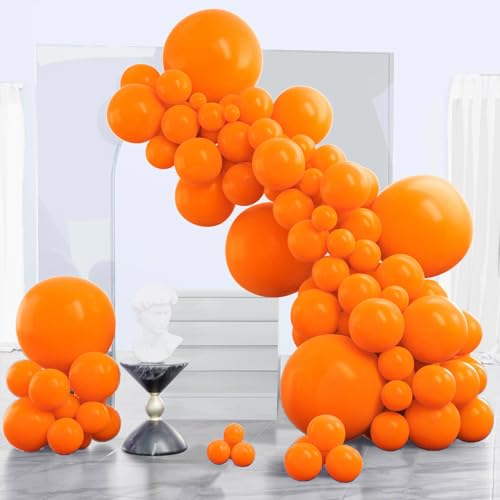 PartyWoo Orange Balloons 140pcs Different Sizes of 18 12 10 5 Inch Matte Fall Balloon Arch Kit Garland for Thanksgiving 