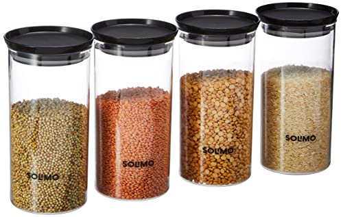 Amazon Brand - Solimo Plastic Storage Jar and Container Set I Air Tight & BPA Free Containers For Kitchen Storage Set I Grocery Kitchen Container Set 