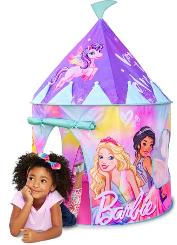 Barbie Pop Up Castle - Dreamtopia Pink Princess Play Tent for Kids | Folds Into Carrying Case - Sunny Days Entertainment