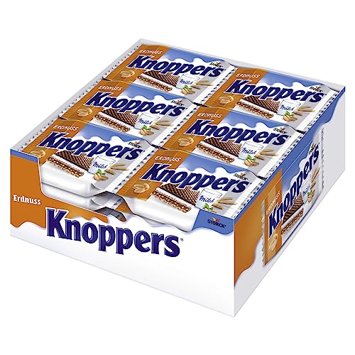 🔥 STARKER PREIS (-20%) Knoppers Erdnuss, Waffelschnitten mit Milch- & Erdnusscreme - 24 x 25 g