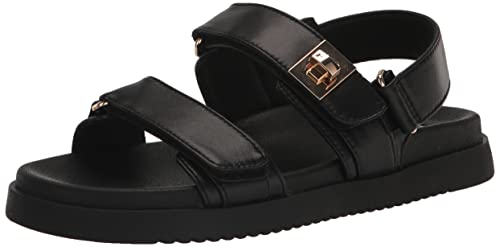 Steve Madden Women's Mona Sandal, Black Leather, 8.5
