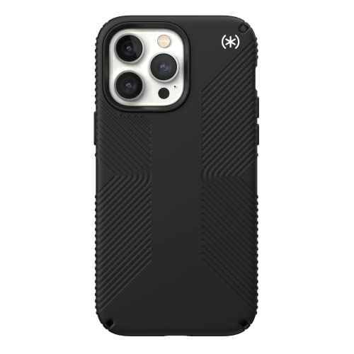 Speck Presidio2 Grip - Non-Slip iPhone 14 Pro Max Case (Black/Black/White)