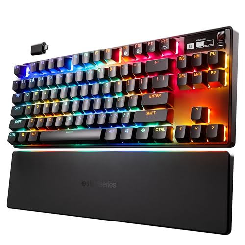 SteelSeries Apex Pro TKL Wireless HyperMagnetic Gaming Keyboard — Esports Tenkeyless — OLED Screen — Adjustable Actuation — PBT Keycaps — Bluetooth — 2.4GHz — USB-C