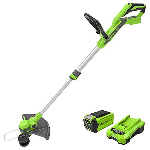Greenworks 40V Cordless 2-in-1 Trimmer Edger (Gen 2) - 13" Lawn Weed Wacker for Fence & Sidewalk , Lightweight Gas Trimmer Alternative with Auto Feed Spool , 2.0Ah Battery & Charger (40-Min Runtime)