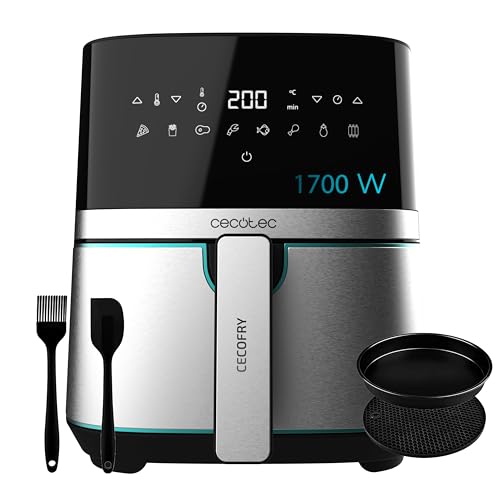 (-69%) Cecotec Heißluftfritteuse 5,5 L Cecofry Full Inox 5500 Pro mit Zubehör. 1700 W, Kompaktes und Digitale, Diät-Fritteuse, Edelstahlausführung, ölfrei, PerfectCook, Inklusive Zubehör