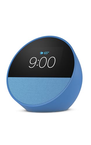 Amazon Echo Spot (newest model), Great for nightstands, offices and kitchens, Smart alarm clock with Alexa, Ocean Blue